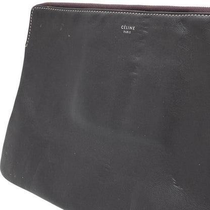 Celine U-sd-1116 Clutch Bag Clutch Pochette Second Bag Check Dark Brown Bicolor