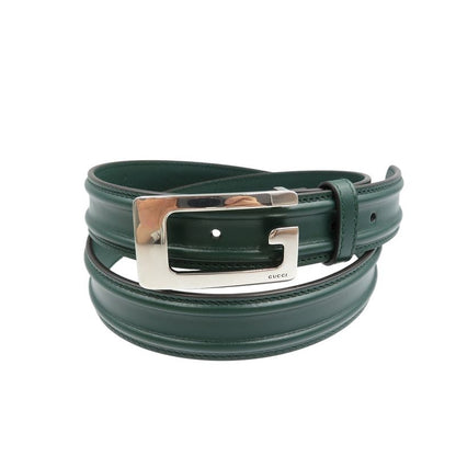 Gucci G Buckle 709950 Size 95 Leather Green Belt 0368 Gucci