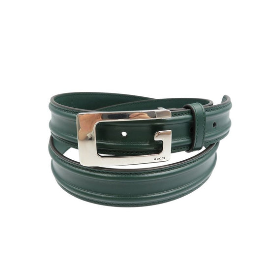Gucci G Buckle 709950 Size 95 Leather Green Belt 0368 Gucci
