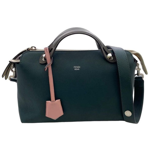 Fendi by the Way Medium 2-Way Handbag 8bl124 Leather Green Beige Multicolor
