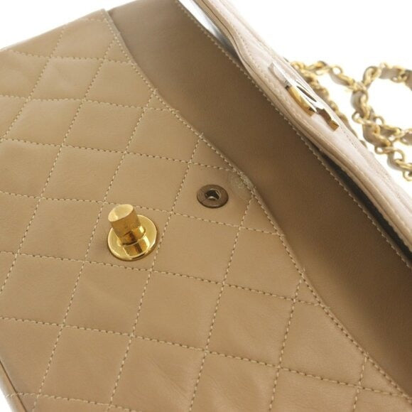 CHANEL CC Paris Limited Double Flap Bag Lambskin Matelasse Chain Beige