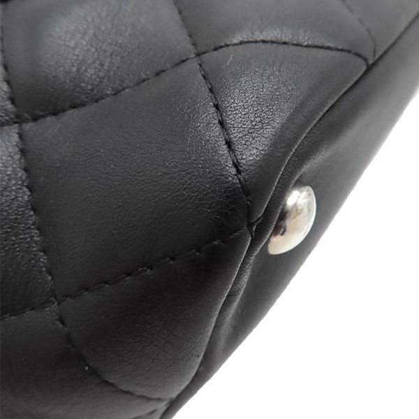 Chanel Tote Bag Cambon Line Medium Leather Enamel Black Silver Hardware Black