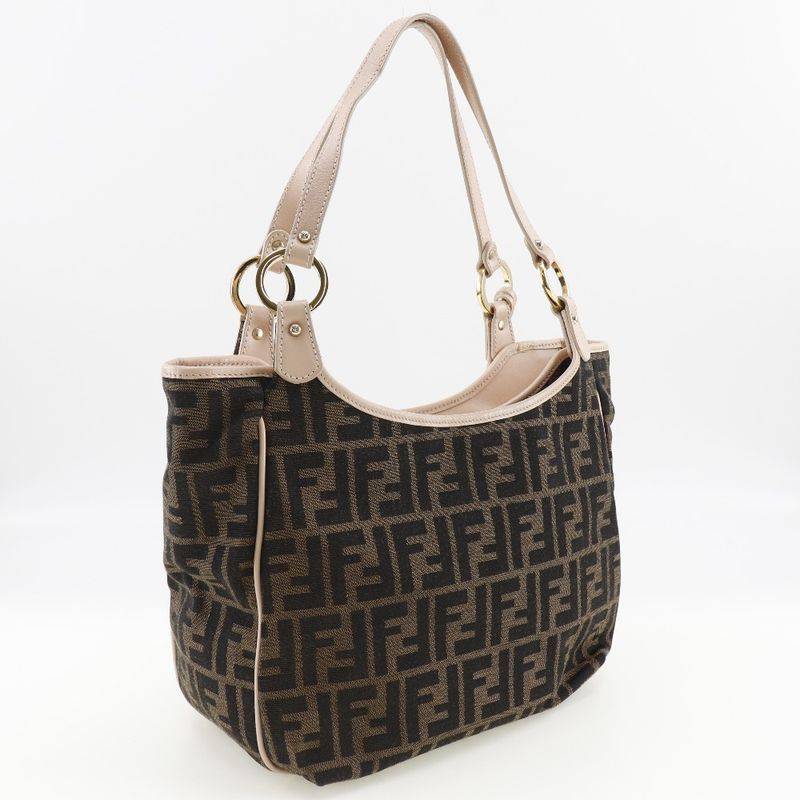Fendi Zucca Logo Charm 8bh156 Canvas Brown Ladies Tote Bag