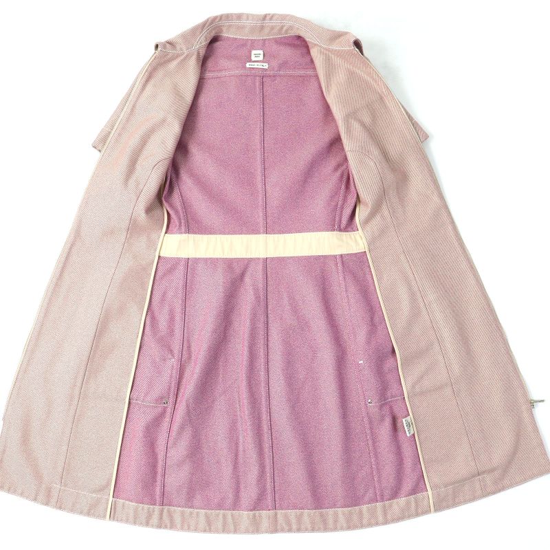 Hermes 100% Cotton Short Sleeves Zip-up Dress Pinkish 34 Women's