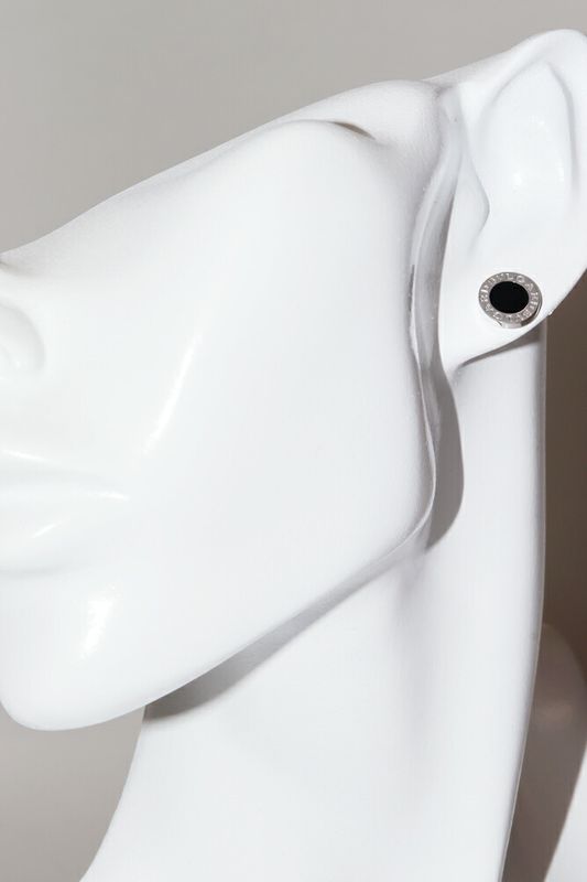 Bulgari Earrings 18K White Gold Onyx Bulgari Single Earrings Only One Side