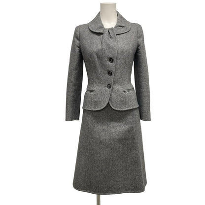 Dior/christian Dior Skirt Suit For Women - Gray Light Gray And Multi Wool