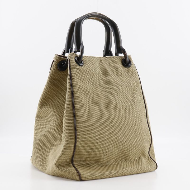 Gucci Wood Handle 106493 Canvas Beige Ladies Handbag