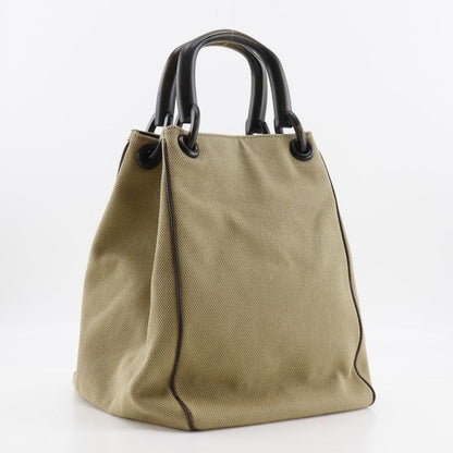 Gucci Wood Handle 106493 Canvas Beige Ladies Handbag