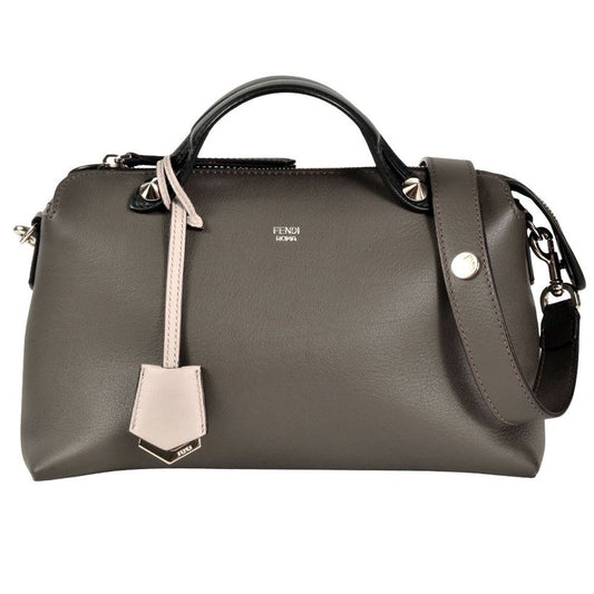Fendi By The Way Medium Handbag Leather 8bl124 Gray Shoulder Strap
