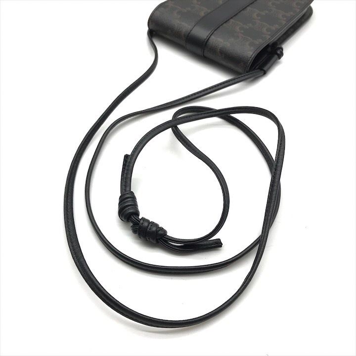 Celine Macadam Triomphe Phone Pouch Shoulder Bag Black Purse