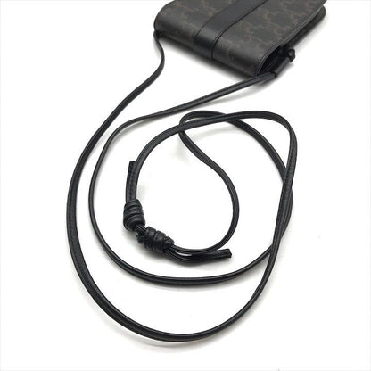 Celine Macadam Triomphe Phone Pouch Shoulder Bag Black Purse