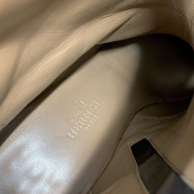 Hermes Boots Short Boots Shoes Leather Black Silver Kelly Hardware