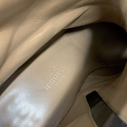 Hermes Boots Short Boots Shoes Leather Black Silver Kelly Hardware