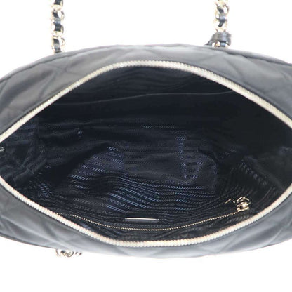 Prada Quilted Chain Tote Bag Nylon Quilted Chain Tote Bag 1bb903 Black