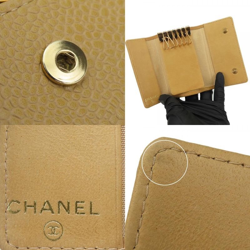 Chanel Key Case 6-stacks Caviar Skin Beige Gold Hardware 8-stacks Coco Mark