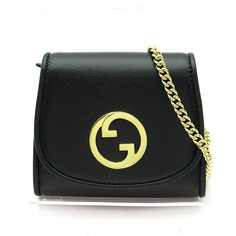 Gucci Blondi Chain Wallet 725219 Leather Women's Shoulder Bag Black Excellent