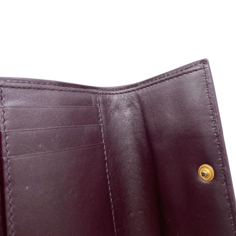 Bottega Veneta Trifold Wallet Maxi Intrecciato 651372 Leather Purple Gold