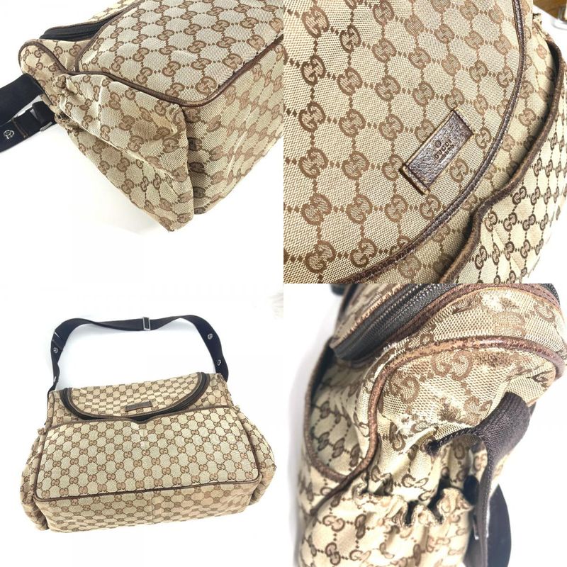 Gucci Shoulder Bag GG Mother's Bag 123326 GG Canvas/leather Beige