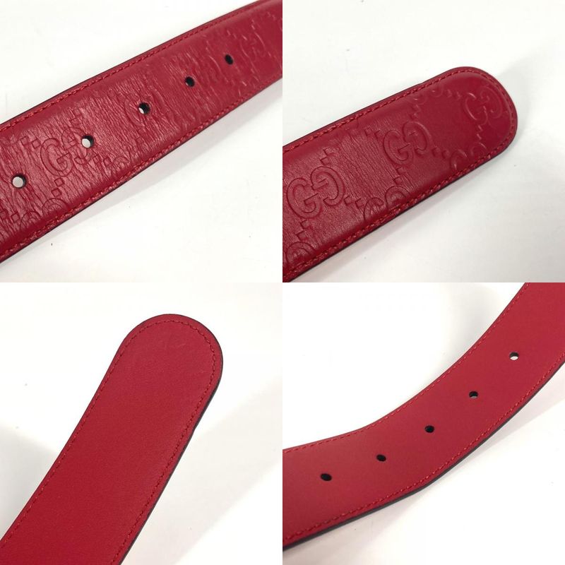 Gucci Belt GG Buckle 370543 Cima Leather Red