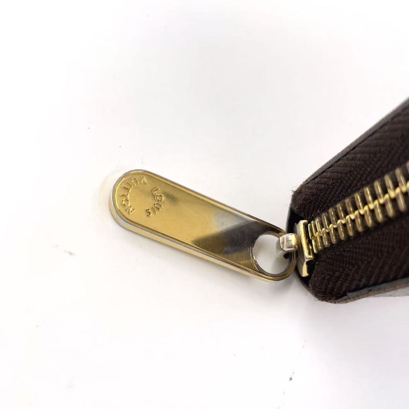 Louis Vuitton Zippy Wallet Damier Ebene Damier Ebene PVC Brown Round Zipper
