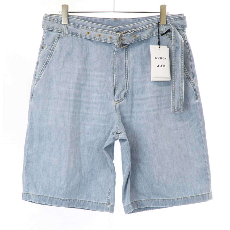 Bottega Veneta 24ss Belted Denim Shorts 771881 V3n60 Light Blue 50