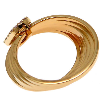 Fendi Intrecciato Stud Diamond Gold Ring