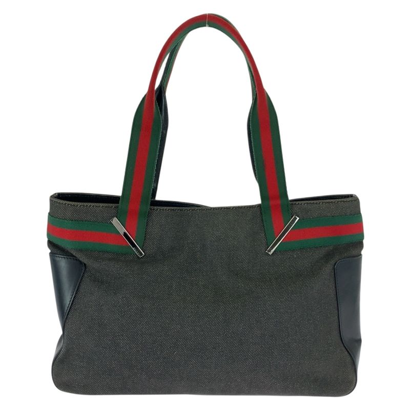 Gucci Sherry Line Black Silver Hardware Canvas 73983 Tote Bag Shoulder Bag Men
