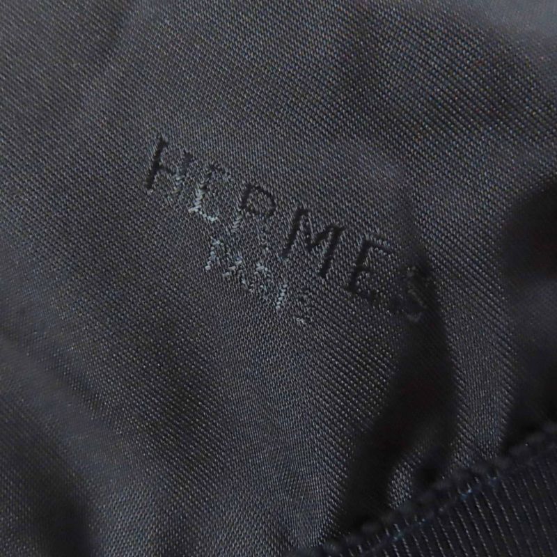 Hermes Silver Hardware Belted Hat/hat Navy Light Blue 56 Made In France Ladies