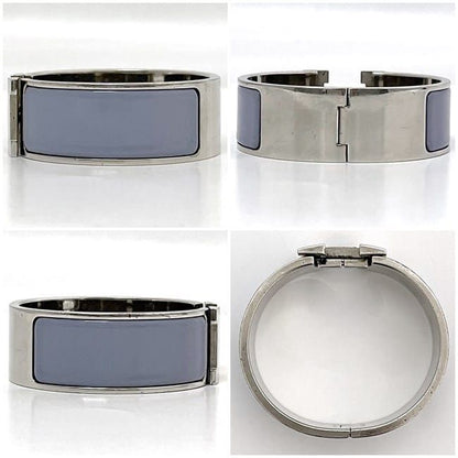 Hermes Bangle Click Clack Silver Light Blue Excellent Condition Metal