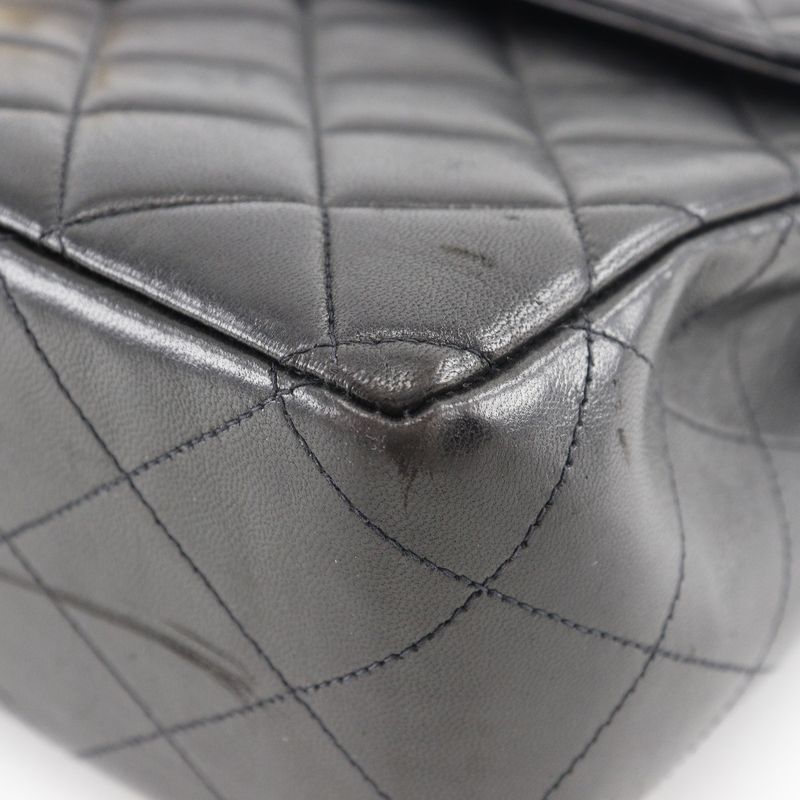 Chanel Deca Matelasse Double Chain Vintage Lambskin Black Ladies Shoulder Bag