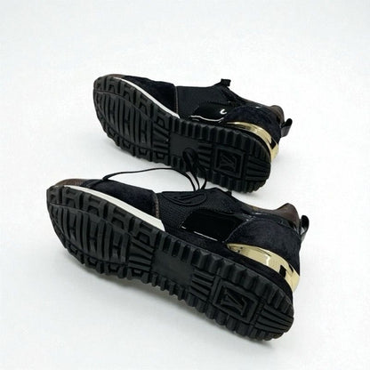 Louis Vuitton Run Away Line Monogram Sneakers Shoes Leather Fabric Suede Black