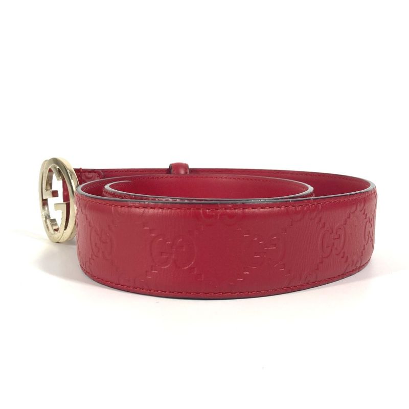 Gucci Belt GG Buckle 370543 Cima Leather Red