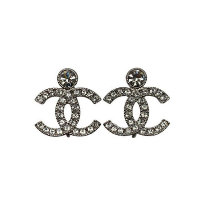 Chanel Earring Rhinestone Coco Mark Abc298 Silver Chanel