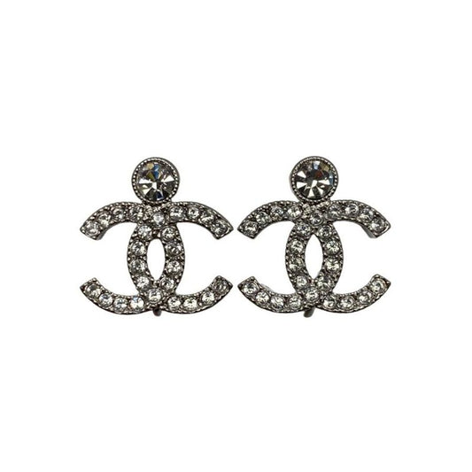 Chanel Earring Rhinestone Coco Mark Abc298 Silver Chanel