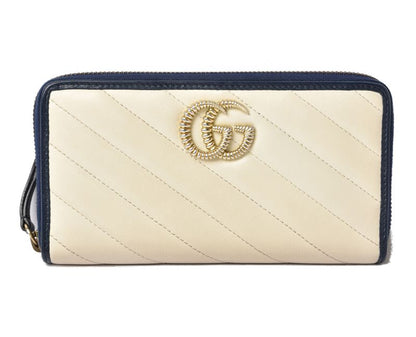 Unused Gucci Wallet Long Wallet GG Marmont GG Marmont White Navy 573810
