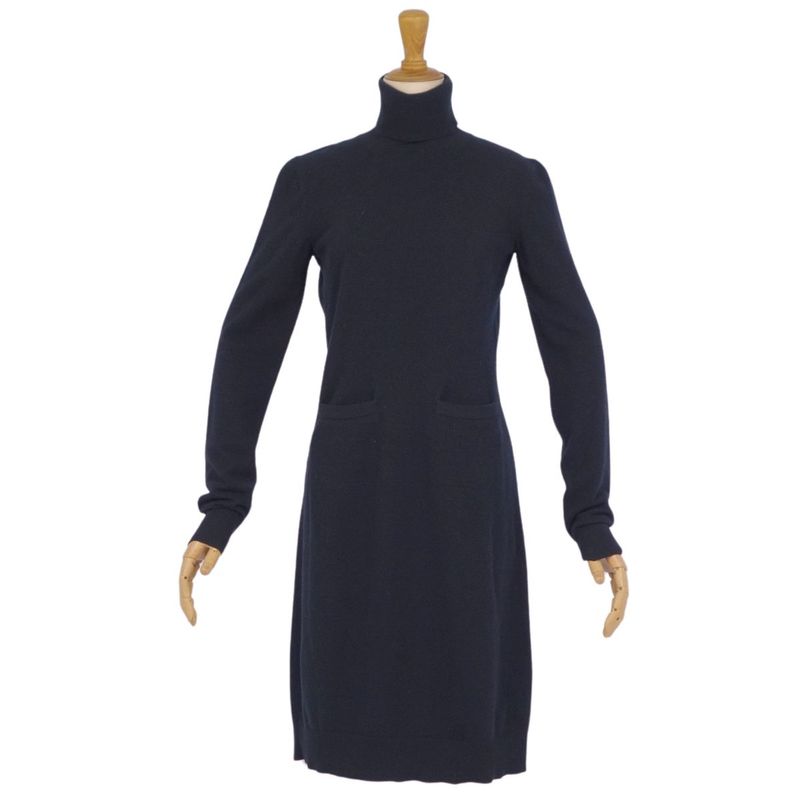 Hermes Dress High Neck Knit Wool Silk T