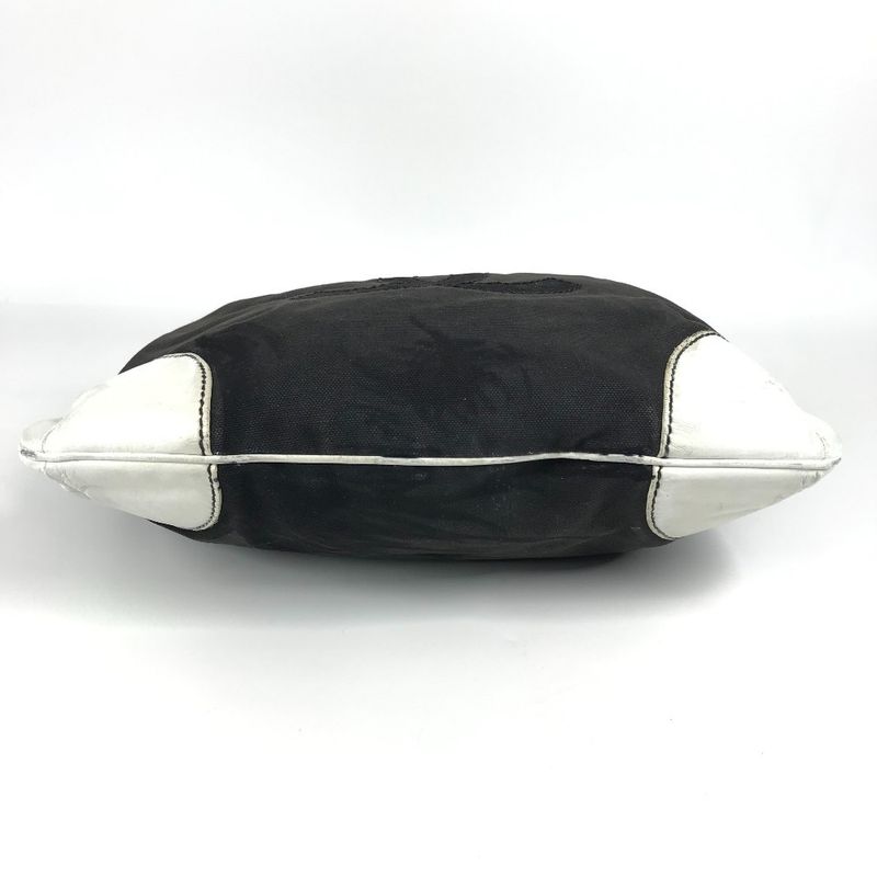 Chanel Shoulder Bag CC Coco Mark Bicolor Leather / Canvas Black