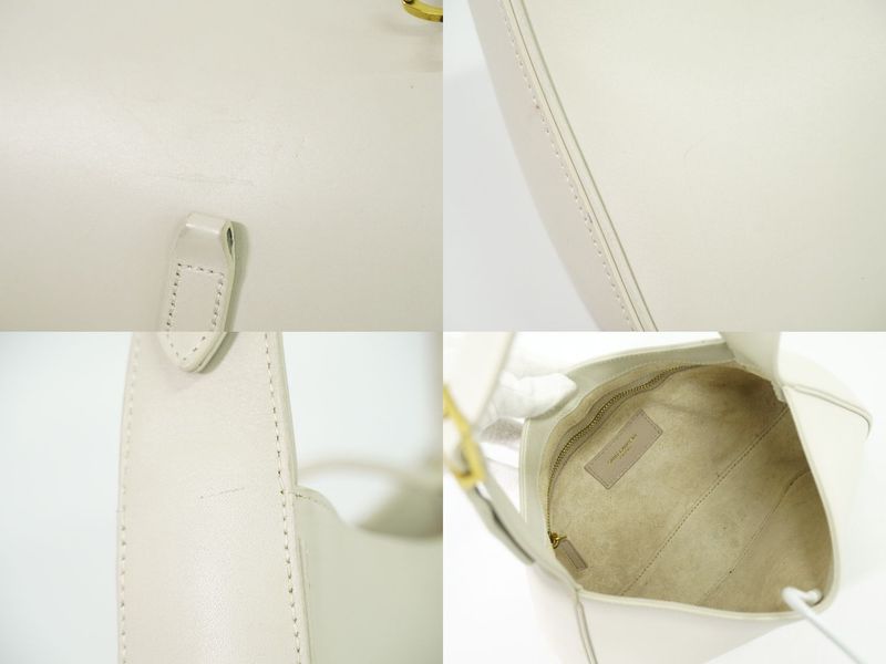 Authentic Saint Laurent Le Saint Cassette Shoulder Bag Leather Ivory 657228 Bag