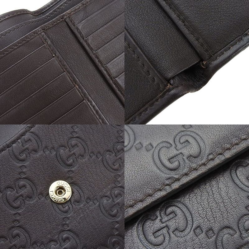 Gucci Bifold Wallet Guccissima 203549 Cima Leather Brown Gold Hardware Heart