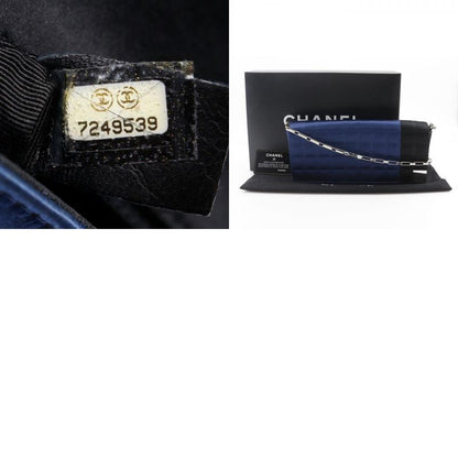 Chanel Chocobar Chain Shoulder A17829 Satin Blue Ladies Shoulder Bag