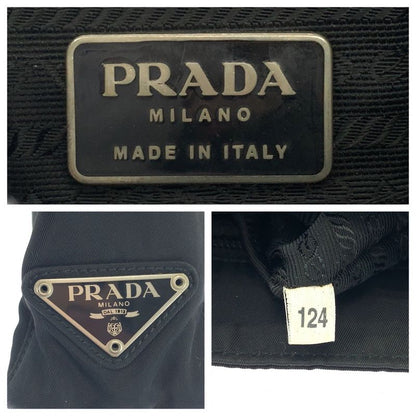 Prada Tessuto Triangle Logo Plate Black Silver Hardware Nylon Tote Handbag