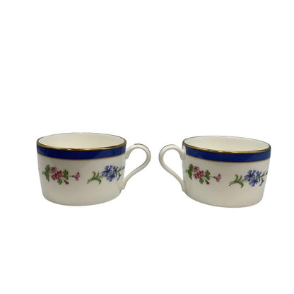 0982 Tiffany & Co Set of 2 Cups Flower Design White Pair of Mugs Boxed Used