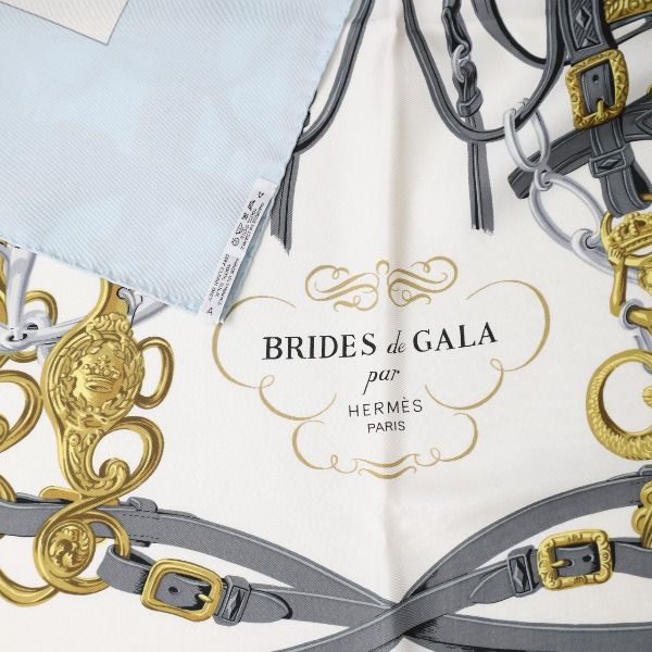 Hermes Carré 90 Brides De GALA Scarf Silk Scarf Hermes Light Blue