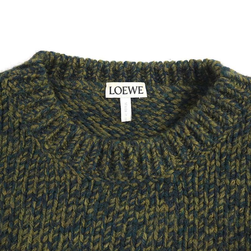 Loewe 23aw Wool Trommelange Trompe L'oeil Knit Sweater S540y14kds Khaki XS