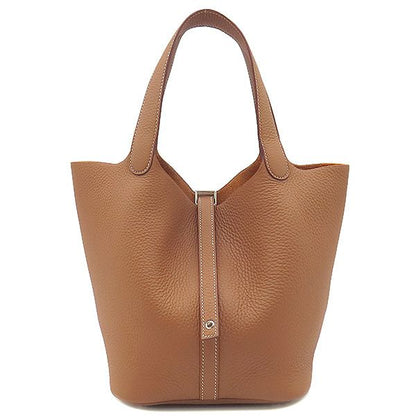 Hermes Handbag Picotin Lock MM Taurillon Clemence Gold Silver Hardware Never