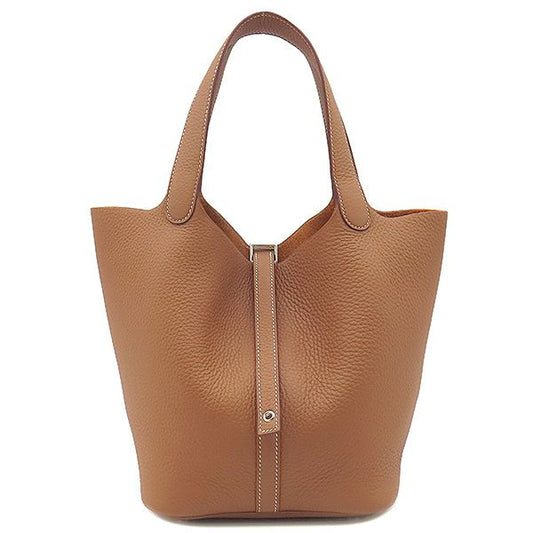 Hermes Handbag Picotin Lock MM Taurillon Clemence Gold Silver Hardware Never