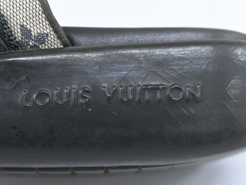 Authentic Louis Vuitton LV Monogram Comfort Sandals 36 Leather Canvas Black