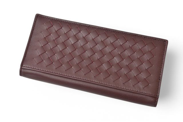 Bottega Veneta Wallet Men's Bottega Veneta Long Wallet Intrecciato Bordeaux
