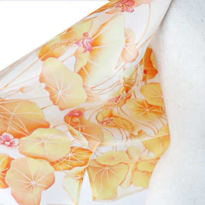 Hermes Vintage Les Capucines Golden Lotus Flower 100% Silk Margiela Period