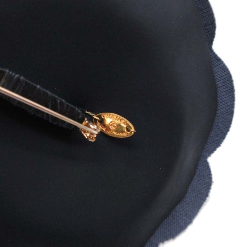 Good Chanel Camellia Leather Corsage Brooch Formal Accessory Black Ladies Used